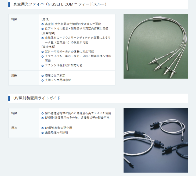 日星電気 耐熱・UV伝送光ファイバー（ライトガイド）