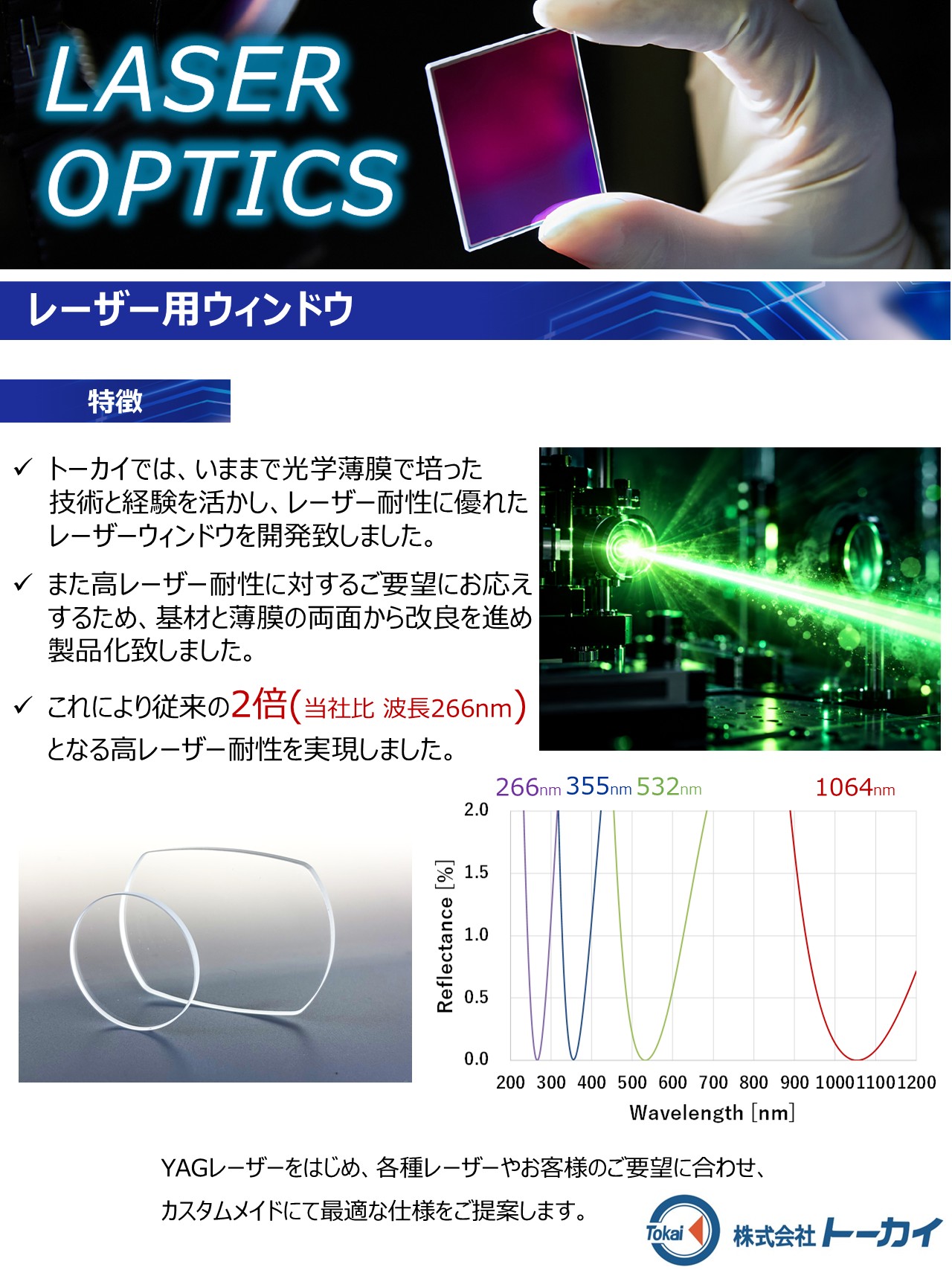 レーザー用ウィンドウ