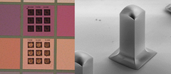 Lenses fabricated on CMOS processed plasmonic color-sensing detectors to reduce dependency on incident angle